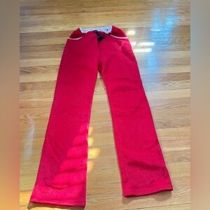 Red Fleece Lounge Pants with Contrast Waistband